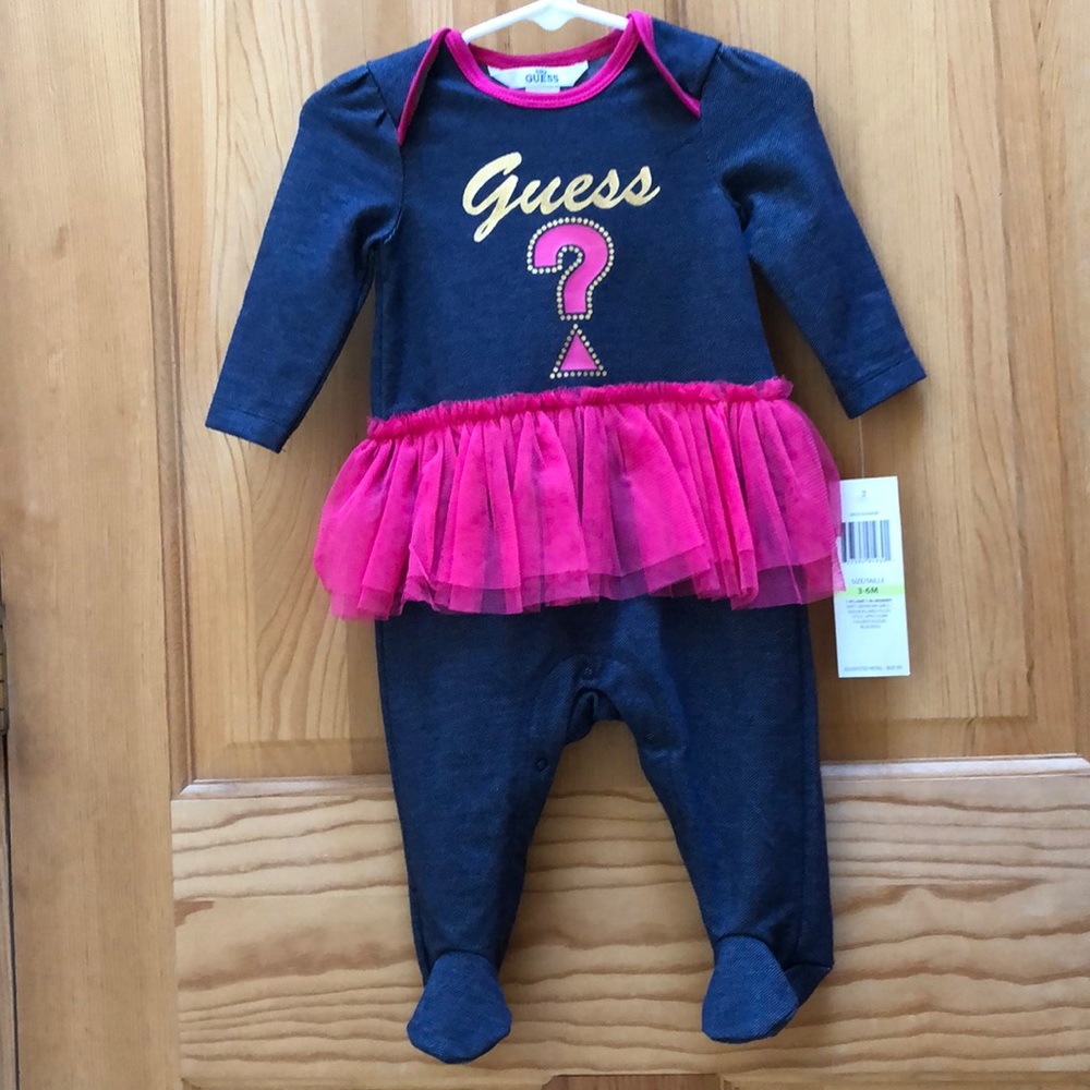 New! Authentic GUESS Long Sleeved, Footie Onesie